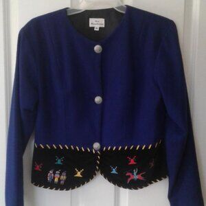 Rod Ranchwear,  Royal blue wool, velvet and embroidered jacket size M